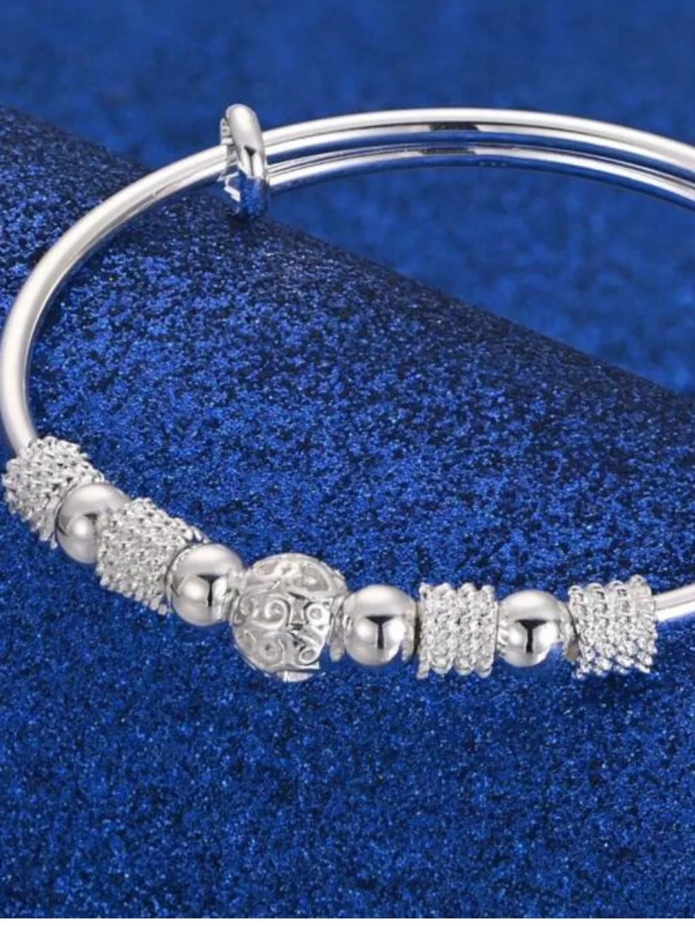 Silver Heart Charm Bangle Bracelet